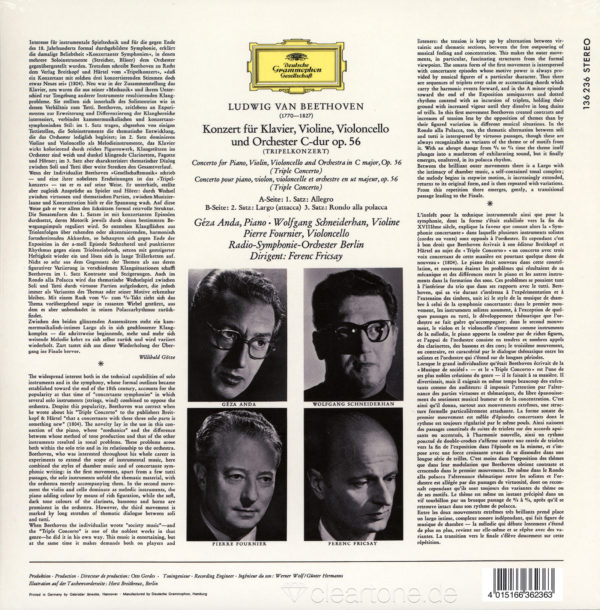 BEETHOVEN Ferenc Fricsay TRIPELKONZERT Geza Anda Wolfgang Schneiderhan Pierre Founier
