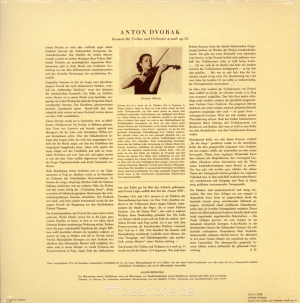 DVORAK Konzert für Violine und Orchester Johanna Martzy