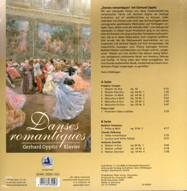 CHOPIN LISZT DVORAK Klavier Danses Romantiques Gerhard Oppitz