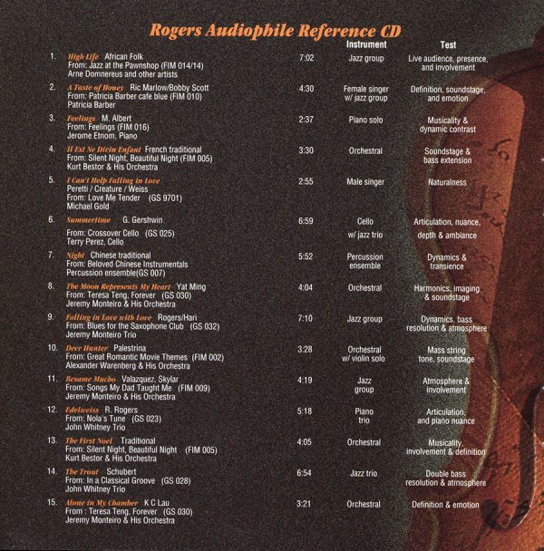 SAMPLER Rogers Audiophile Reference back